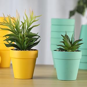 Sderoq 3 Inch Terracotta Pots - 22Pack Clay Flower Pots with Drainage Hole, Succulent Nursery Pot/Cactus Plant Pot. Great for Plants, Crafts, Wedding Favorn, DIY Production (Light Green)