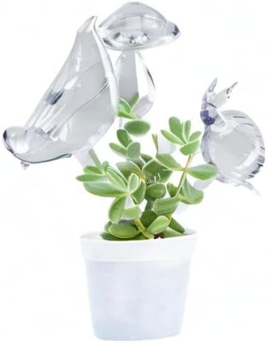 3 Pack Plant Waterer Self Watering Globes,Bird Shape Hand Blown Transparent Mini Durable Clear Glass Aqua Bulbs