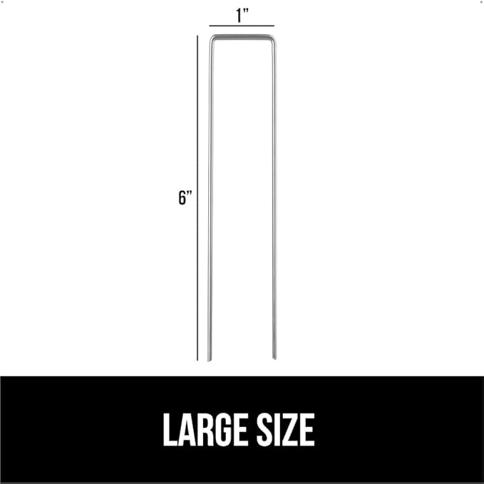 GORILLA GRIP Premium Landscape Staples 300 Pack 6 Inch, Heavy Duty 11 Gauge Galvanized Steel Garden Stakes, Sharp Rust Resistant Landscaping Pins, Lawn Anchors Weed Barrier Fabric, Sod, Irrigation