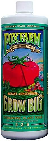 FoxFarm Grow Big Liquid Plant Food - 6-4-4 House Plant Fertilizer for Lush Vegetative Growth, Fast Nutrient Uptake for Roses, Tomatoes & Veggies - Pint Size Concentrate