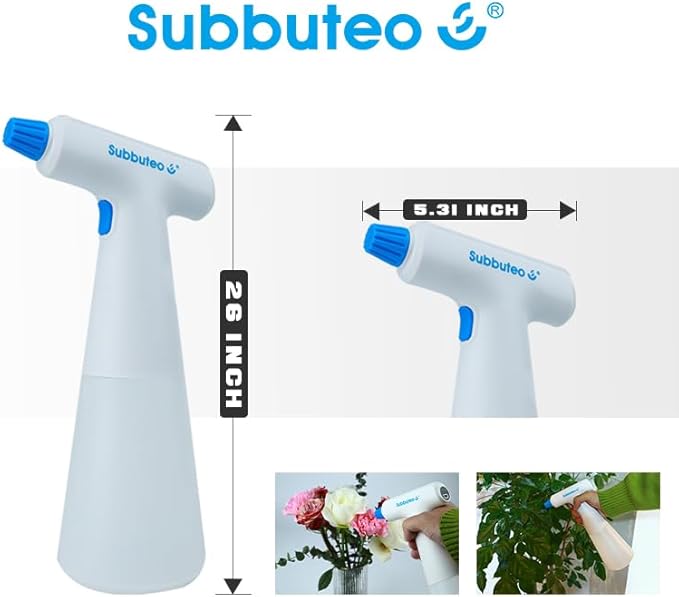 Subbuteo Electric Plant Mister Spray Bottle, 0.55L USB Rechargeable Auto Sprayer, Adjustable Fine Mist Nozzle for Indoor Plants, Hair Styling & Home Cleaning