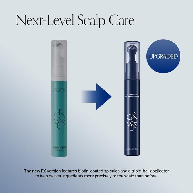 GROWUS Recover Therapy Hair Booster Serum EX - Biotin Spicule & Triple-Ball Scalp Massager for Thinning Hair - Root Strengthening Scalp Serum for Thicker, Fuller Hair - 14ml (0.47 fl.oz)