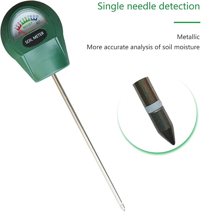 Soil Meter Single Metal Probe ABS Green Environmental Protections Plantation Flower Grass Water Soil Detector