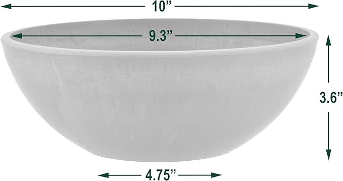 PSW Pot Collection M25C 10-inch Plastic/Stone/Wood Composite Low Bowl Planter – No Drainage Hole (Drillable), Shallow Indoor/Outer Pot for Succulents, Bonsai, Fairy Gardens, Herbs, Chocolate