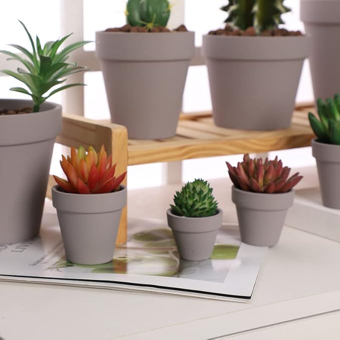 Yishang 2.5 inch Grey Terracotta Pots with Drainage Holes,Small Mini Clay Ceramic Pottery Planter,Cactus Flower Terra Cotta Pots,Succulents Nursery Pots for Indoor/Outdoor Plants,Crafts-12 Pack