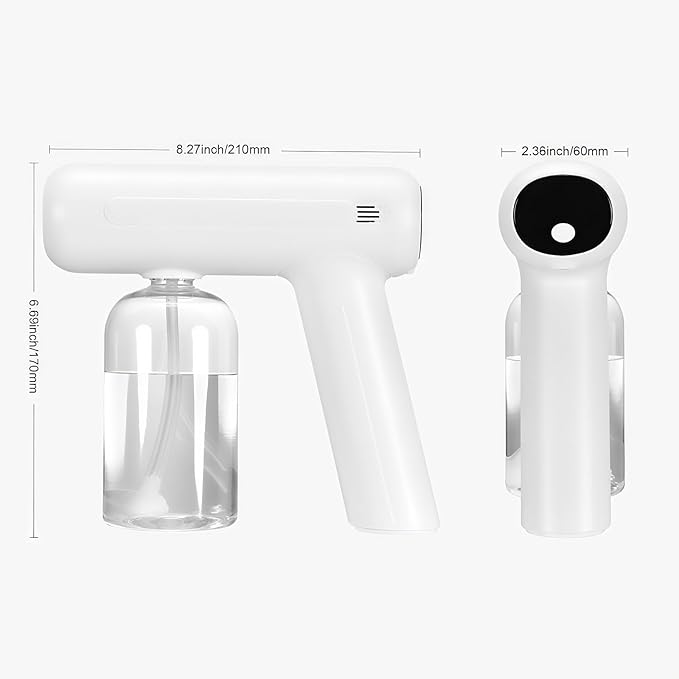 Atomizer Sprayer,Cordless Electric Fogger, Rechargeable ULV Nano Sprayer with Blue Light, 380ml Nano Spray Gun Handheld Fogger,Electrostatic Portable Spray