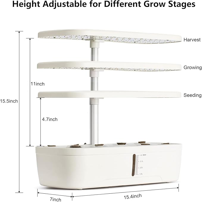 Hydroponics Growing System,12 Pods Hydroponics Growing System kit, Indoor Herb Garden Kit Indoor Gardening Grow System with Grow Light, Automatic Timer, Height Adjustable, Home Kitchen Gift