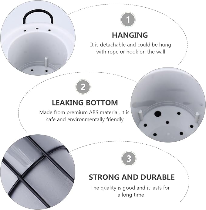 COHEALI Self Watering Flower Planter Pot with Iron Wall Mount Frame, Gray Self-Absorption Indoor and Outdoor Garden Plant Container for Easy Plant Care
