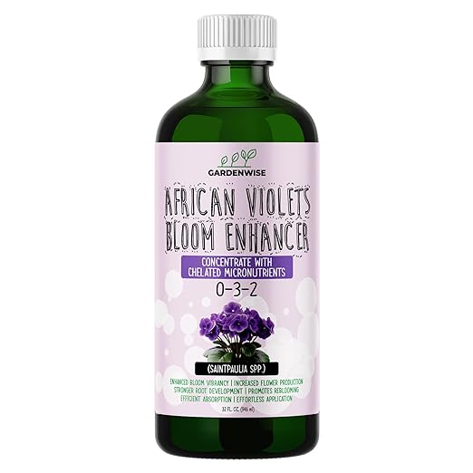 GARDENWISE 0-3-2 African Violet Fertilizer for Indoor Plants: Concentrated Plant Food – Plant Fertilizer, Bloom Booster for All Violets, Indoor Flowering Plants, Vigorous Growth and Blooming (32 OZ)