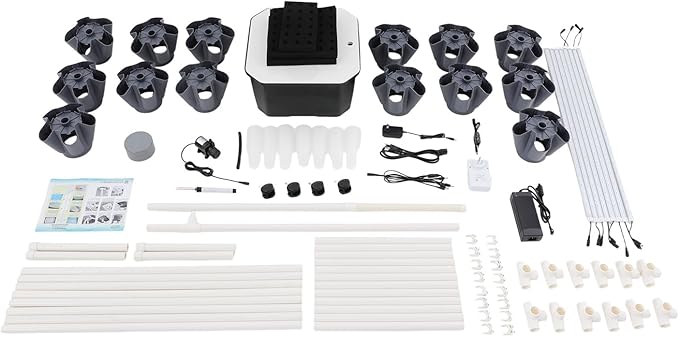 Hydroponic Growing System Kit - 70 Pods Large Vertical Hydroponics Tower with 8 LED Light Strips, 14-Tiers Smart Indoor Herb Garden for Kitchen Office Winter Balcony Planting (Grey)