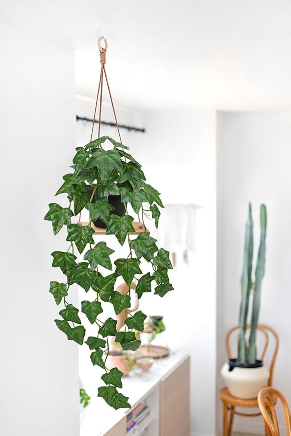 GnFlus Set of 2 Fake Ivy Plant for Home Decor Indoor Silk Artificial Hanging Plant 25" Fake Ivy Vine Faux Ivy Leaves for House Room Indoor Outdoor Home Shelf Office Plant Decor