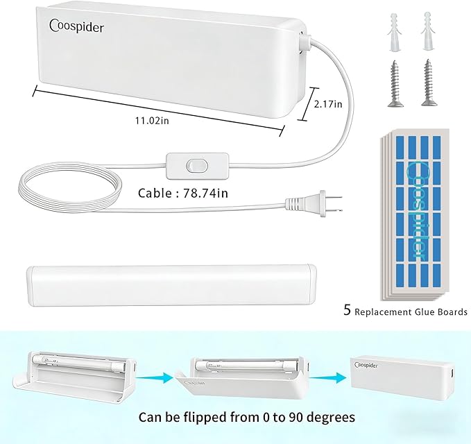 Fly Catcher Indoor,Fruit Fly Traps Indoor for Home,Wall Sconce Fly UV Light Trap for Capturing Flies,Moths, Gnats with 5 Sticky Glue Boards, Bug Catcher Indoor, Light Flying Insect Trap(1pack-White)