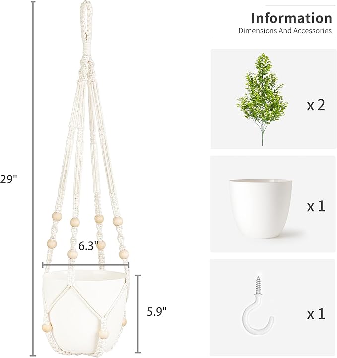 Mkono Fake Hanging Plant with Pot, Artificial Plants for Home Spring Decor Indoor Macrame Plant Hanger with Fake Vines Faux Hanging Planter Greenery for Bedroom Bathroom Office Decoration