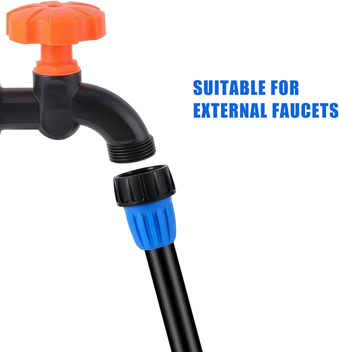 24 Pcs 1/2 Inch Drip Irrigation Fittings Kit,Drip Irrigation Hose Connector for 1/2 Inch Drip Tubing (1/2" ID x0.6-0.63" OD) with 5 Tees,5 Couplings,2 Switch Valves,5 End Cap,5 Elbows,2 Hose Adapter