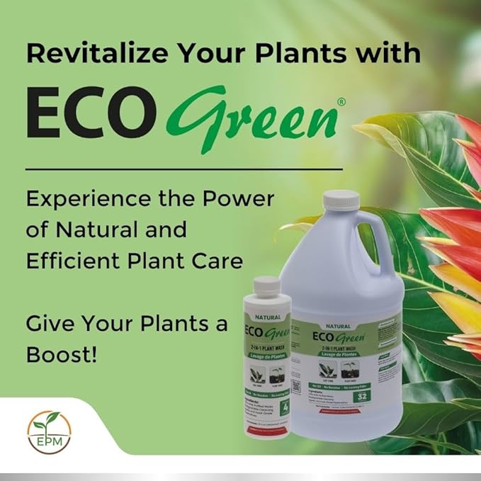 Environmental Plant Management ECO Green Concentrate | Spray & Walk Away Leaf Wash for Live & Artificial Plants | No Wipe Plant Cleaner | Oil-Free, Indoor & Outdoor Use