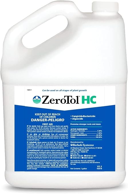BioSafe ZeroTol HC Organic Disease Control Kills Mold and Mildew On Contact for All Plants, Fruits, Vegetables, Use Till Day of Harvest, One Gallon