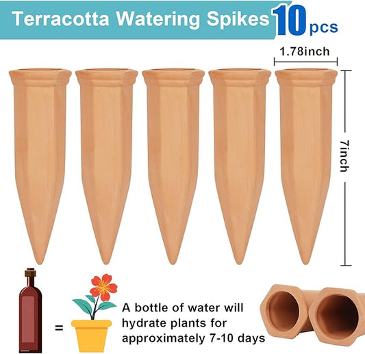 10 Pieces of Plant Watering Piles, Plant Watering Devices,Plant Water Seepage Devices, Clay self Watering Nails, Used for Automatic Watering Systems for Indoor and Outdoor Plants in Vacation Homes