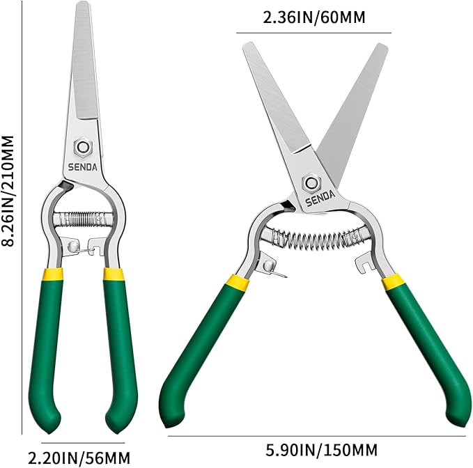 8" Pruning Shears, Dual-Color Coated Garden Scissors with Non-Slip Ergonomic Handle, Bypass Pruning Shears for Gardening, Trimming & Branch Cutting