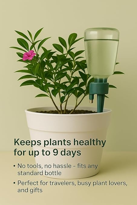 Premium Engineered, No-Leak, Adaptable Green Plant Watering Globes, 5 Pack Plant Stakes, Self Watering Spikes, Self Watering Planter Insert, Watering Bulbs for Indoor Plants, Vacation Plant Waterer