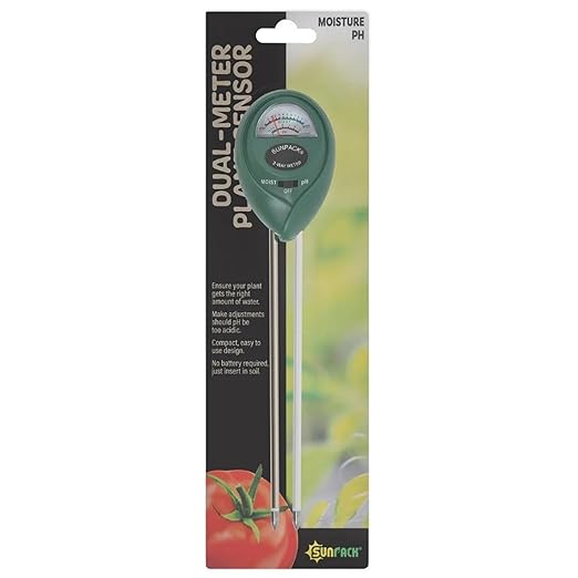 SUNPACK Dual-Meter Plant Sensor for Measuring Moisture & pH - Monitors Soil Conditions to Create Healthy Plant Environments - Portable, No Batteries Needed