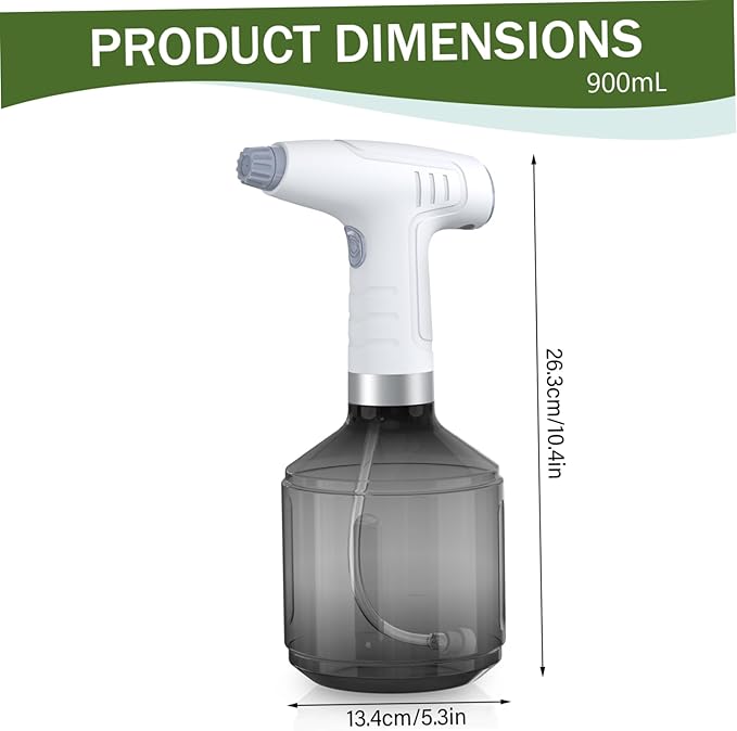 Electric Spray Bottle, 0.9L Automatic Plant Sprayer with Dual Spray Modes & Long Battery Life, Rechargeable Water Sprayer for Garden, Home Cleaning, and Misting, Pet Decors