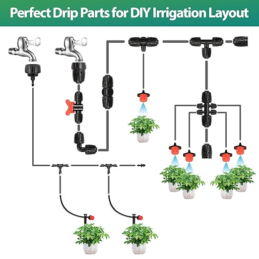 RedChili 6 Pcs 1/4 Inch Drip Irrigation Tubing to Faucet/Garden Hose Adapter, 3/4" FHT to 1/4" Drip Irrigation Fittings Female Garden Hose Water Line Connector for Irrigation System