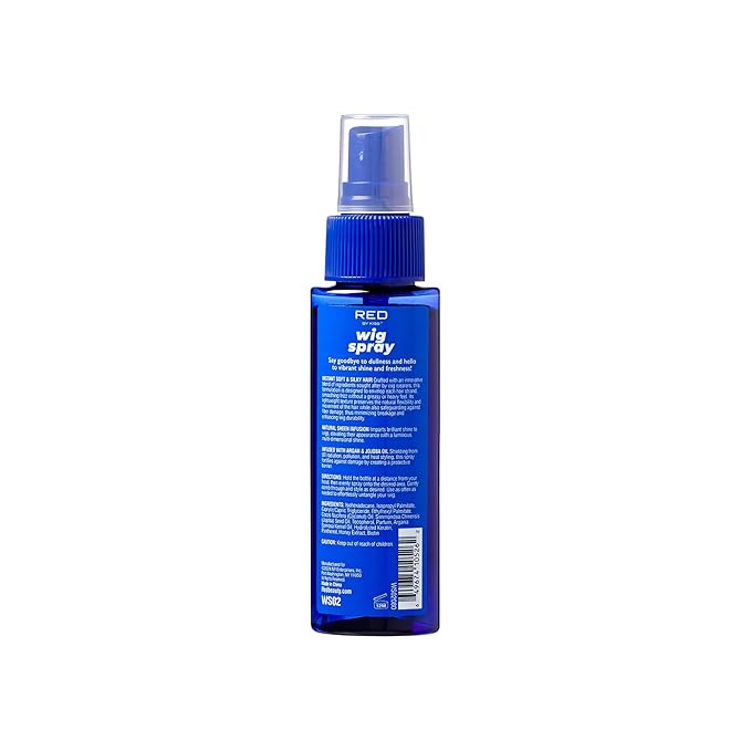 Red by Kiss Wig Spray, Extra Shine & Detangling Control for Remy, Human, Synthetic Hair, UV & Heat Protection, PH Balance & Long-Lasting Fragrance (2oz, Sheen)