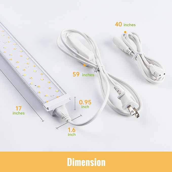 1.4FT Hanging Grow Light for Indoor Plants, Full Spectrum with 660nm Red LED, T5 2020T Light Fixture, 36W(2×18W) Grow Lamp with Reflectors for Seedling Tray, 2-Pack
