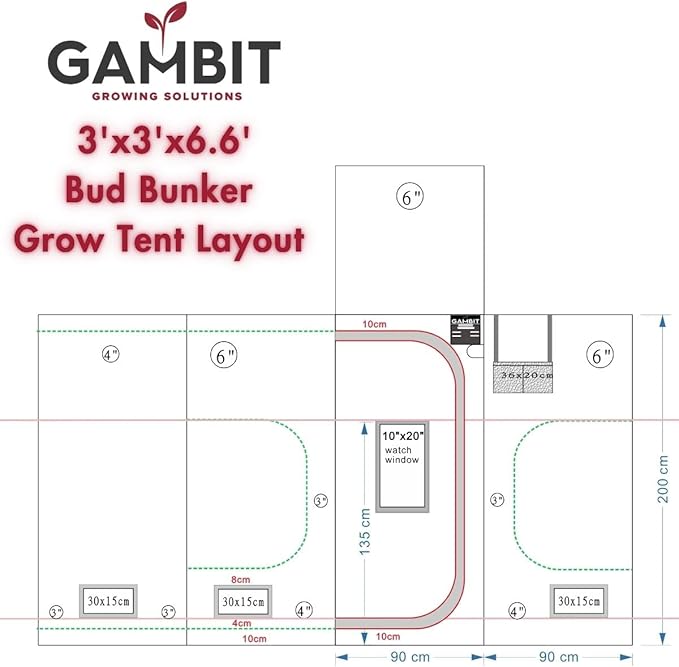 Bud Bunker 3x3 Grow Tent, Thickest 25mm/1-Inch Poles, Heavy-Duty 2000D Diamond Mylar Canvas, 36"x36"x80" (3x3)