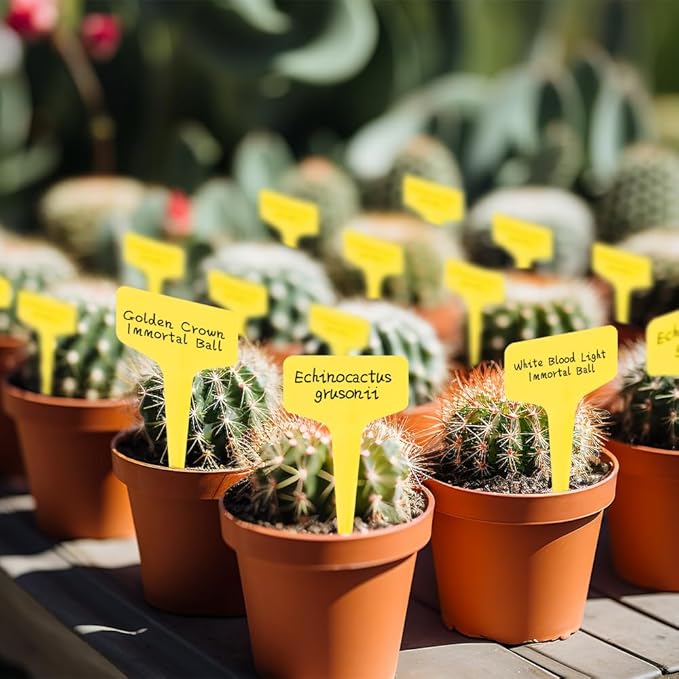 Plant Labels, 200pcs Yellow Tags, Waterproof Outdoor Markers, Plastic Signs for Seedlings, Greenhouse Accessories, Vegetable Garden Supplies