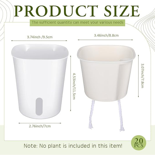 Ziliny 20 Pcs 3.74 Inch Self Watering Pots Self Watering Planters for Indoor Planters Plastic Garden Flower Pots with Level Indicator Vents for Herbs