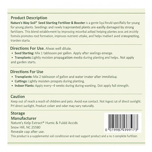 Nature’s Way Soil® Seed Starting Fertilizer & Transplant Shock Root Booster – Organic Liquid Plant Food for Seedlings, Cuttings & Indoor Plants – Kelp, Humic & Beneficial Microbes – 32oz