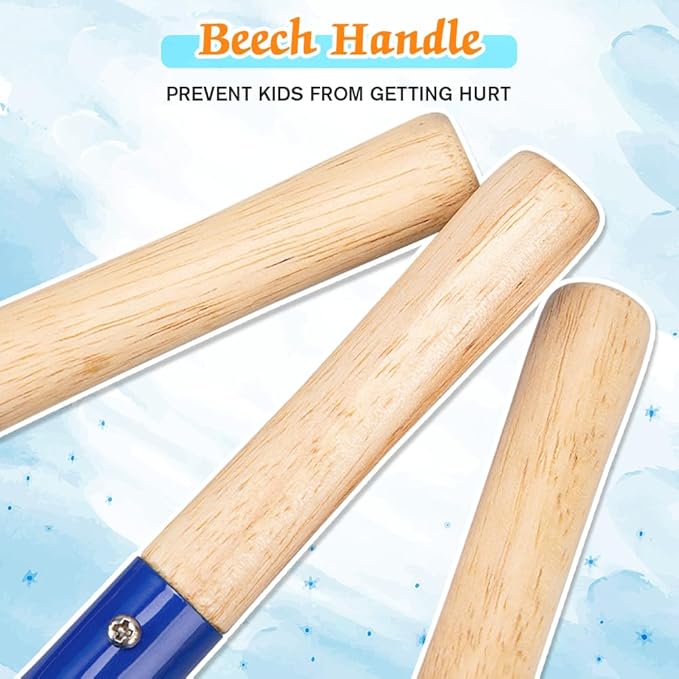 6 Piece Kids Gardening Tools, Children Beach Sand Toys, Made of Metal with Sturdy Wooden Handle, Safe Beach Gardening Set, Spoon, Fork, Rake & Shovel, Gifts for Kids
