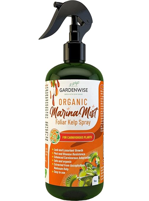 GARDENWISE 100% Organic Marina Mist Carnivorous Plant Food | Liquid Kelp Foliar Spray for Plants - Kelp Fertilizer for Venus Flytraps, Sundew, Butterworts, Pitcher Plants 8 Oz