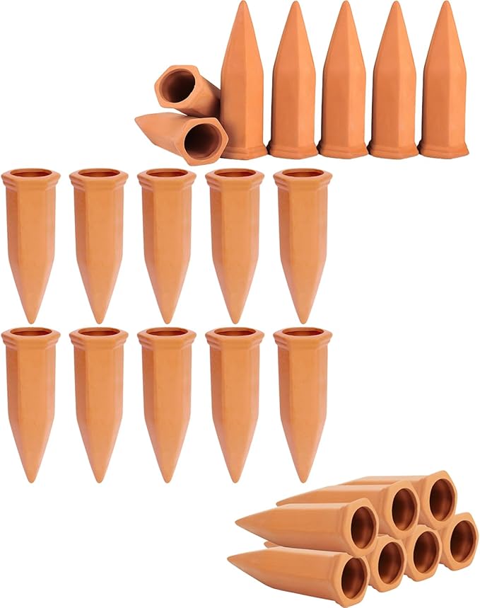 vensovo Terracotta Self Watering Spikes - 24 Pcs Potted Plant Watering Devices Vacation Self-Watering Stakes for Outdoor, Indoor Plants, Wine Bottle