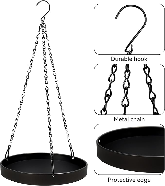 Plant Hanger Indoor Outdoor, Hanging Planter Baskets for Outdoor Indoor Plants, Hanging Plant Holder for Plants, Metal Window Plant Hanger, Black Hanging Plant Shelf, 1 Pack