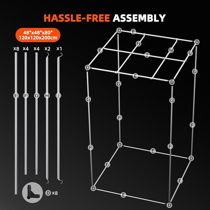 Spider Farmer 4x4 Grow Tent 2025 New, 48"x48"x80", with Hook for Controller and Power Strip, Enlarged View Window, 1680D Thicken Mylar Canvas for Indoor Hydroponic Growing for SF4000, SE5000, G5000