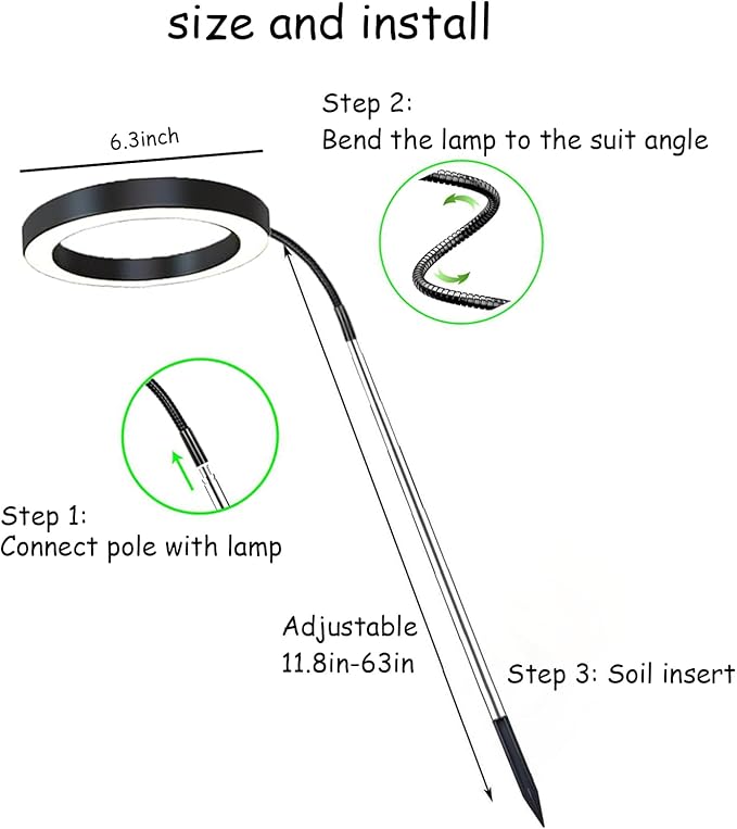 Grow Light for Indoor Plants, 6.3" Full Spectrum LED Plant Grow Light, 11.8-63in Height Adjustable Growing Lamp with Auto Timer 3H/9H/12H, 10 Dimmable Levels (Black 1 Pack)
