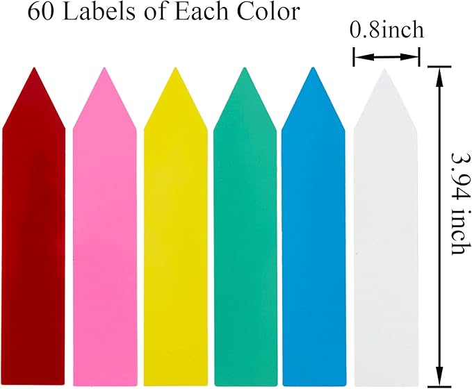 Crafjie 360 Pcs 4 inch Plastic Plant Nursery Garden Labels 6 Colors Pot Marker Garden Stake Tags Waterproof Plant Markers, Plant Labels for Seedling Garden Markers Tags, Vegetable Gardening Tags