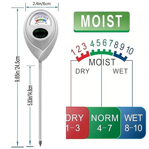 White Soil Moisture Meter, Soil Moisture Monitor for Plants, Soil Hygrometer Moisture Sensor, Plant Water Meter with Guidance for Indoor & Outdoor, Garden, Farm, Lawn Plant Care