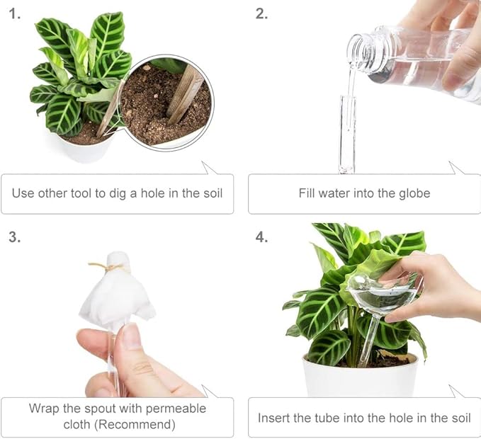 Yahpetes Automatic Watering Globe Plant Watering Globes Plastic Watering Bulbs Waterer Flower Water Drip Irrigationdevice Self Watering System (Bird+Star)