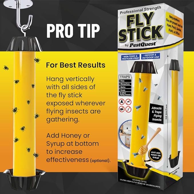 Sticky Fly Stick (2 Pack), Fly Stick for Mosquitoes, Sticky Trap for Flies Gnats Wasp Flying Insects, Bug Catcher, Indoor or Outdoor Use, Ready to Use Home