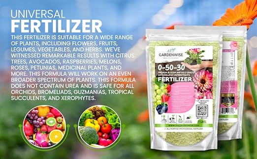GARDENWISE 0-50-30 Universal Premium Bud and Bloom Booster Increases Flowering & Yield, for Use in Soil and Hydroponics, Super Concentrated Flower Fuel (1 LBS)