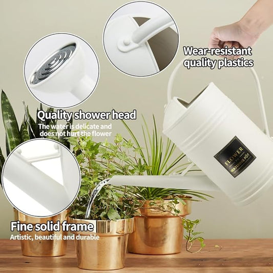 0.5 Gallon Small Watering Can for Outdoor Indoor Plants for House Plants, 12 oz Glass Plant Mister Spray Bottle for Bonsai Garden Flowers (White)