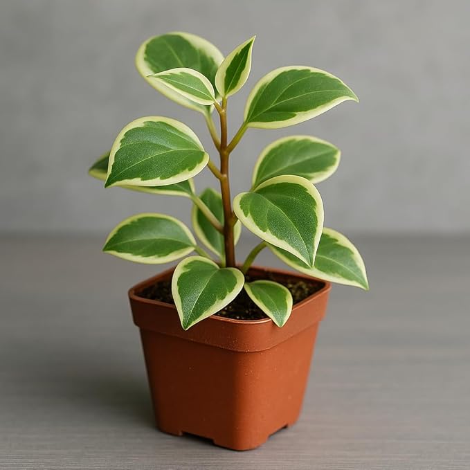 Cupid Peperomia (Peperomia scandens 'variegata) – Live Plant in 2 Inch Pot - Compact, Easy-Care Houseplant with Trailing Charm