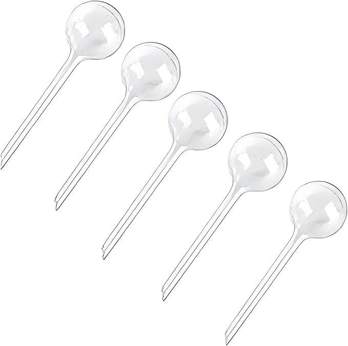 Plant Watering Globes, 2Pcs Plastic Plant Automatic Water Bulbs Flower Self Feeder Balls Irrigation Device Auto Waterer Planter Insert Stakes for Indoor Outdoor Garden Potted