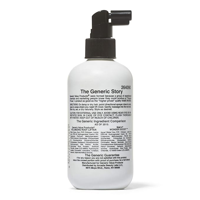 Generic Value Products Volumizing Root Lifter, For All Hair Types, Weightless, HumidityResistant, Adds Body, Medium to Firm Control, 8.5 Oz