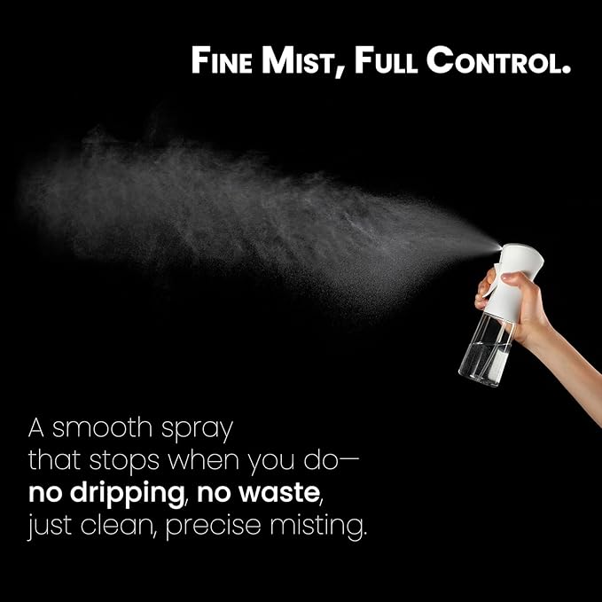 Mistifi Continuous Ultra Fine Mist Spray Bottle – Refillable Water Sprayer for Plants, Hair Styling & Cleaning (500ml 1Pc, White bottle)