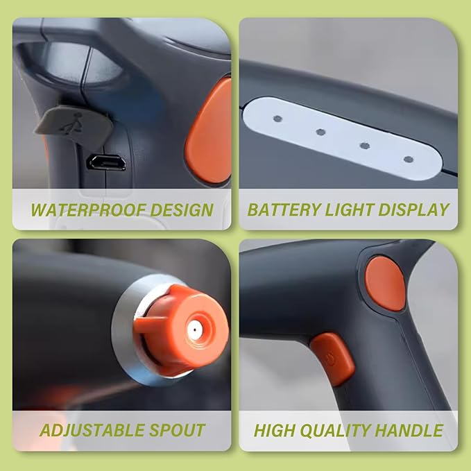 Electric Sprayer, 1000ml Electric Spray Bottle with Adjustable Nozzle, Waterproof Water Sprayer, Rechargeable Plant Mister for Garden Indoor Outdoor, Green, Decoración del hogar