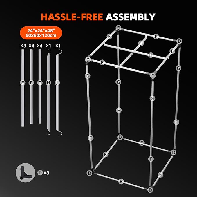 Spider Farmer 2x2 Grow Tent 2025 New, 24"x24"x48", with Hook for Controller, View Window, Side Buckle for Door, 1680D Thicken Mylar Canvas for Indoor Hydroponic Growing for SF1000, SE1500, G1500
